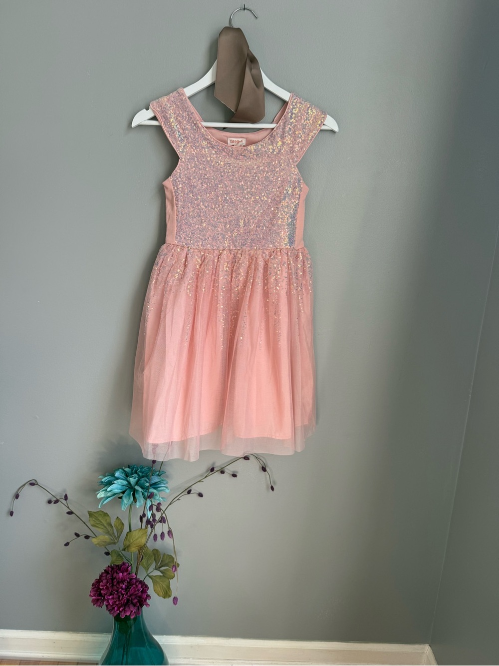 Cat & Jack Girls Pink Sequin Tulle Dress